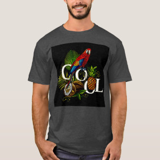 Embroiderige papegaaiblad t-shirt