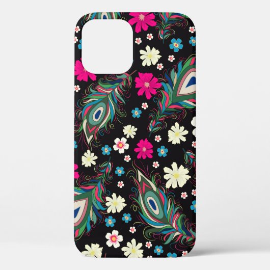 Embroiderige pauw veren naadloos patroon. klas Case-Mate iPhone case (Achterkant)