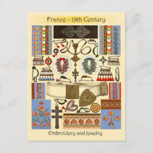 Embroidery and Jewelry - Frankrijk, 19e eeuw Briefkaart