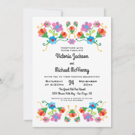 Embroidery Floral Folk art Wedding Kaart