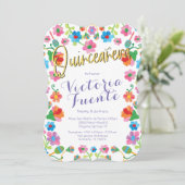 Embroidery Floral Quinceañera Mexicaans Kaart (Staand voorkant)