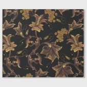 Embroidery renaissance gouden florale naadloze ple cadeaupapier (Vlak)