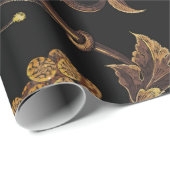 Embroidery renaissance gouden florale naadloze ple cadeaupapier (Rol Hoek)