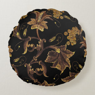 Embroidery renaissance gouden florale naadloze ple rond kussen