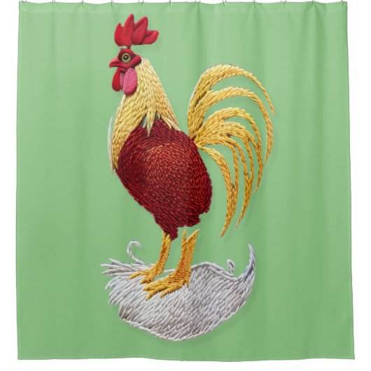 Embroidery rooster - Embroiderig traditioneel dier Douchegordijn (Voorkant)