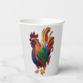 Embroidery rooster - Embroiderig traditioneel dier Papieren Bekers (Achterkant)