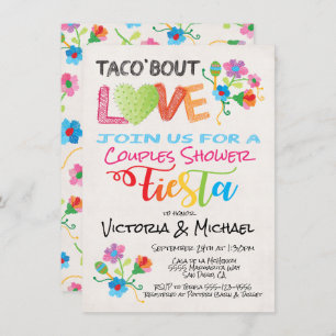 Embroidery Taco 'bout Love couples shower invite Kaart