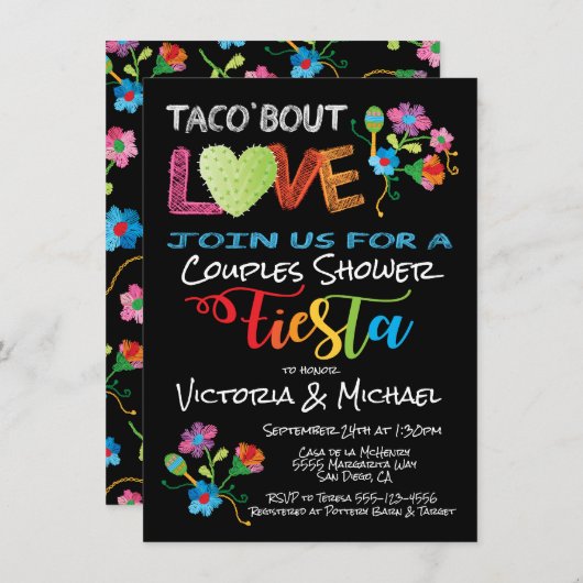 Embroidery Taco'bout Love koppels douche Kaart (Voorkant / Achterkant)