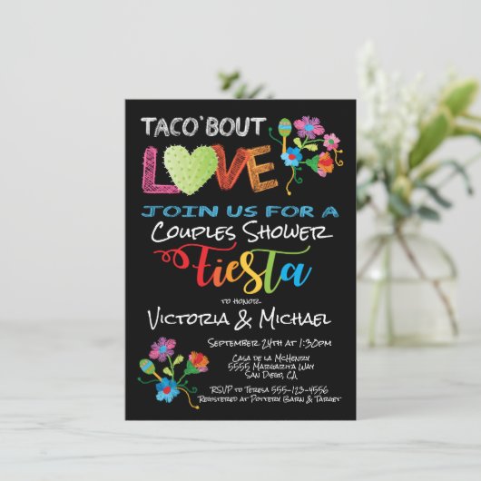 Embroidery Taco'bout Love koppels douche Kaart (Staand voorkant)