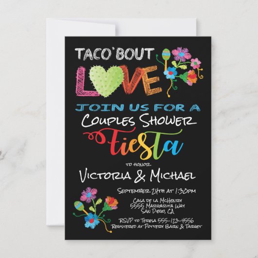 Embroidery Taco'bout Love koppels douche Kaart (Voorkant)