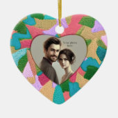 Embroidery-titels - Heart Shaped Photo Ceramic O Keramisch Ornament (Voorkant)