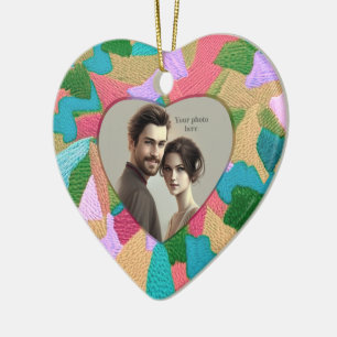 Embroidery-titels - Heart Shaped Photo Ceramic O Keramisch Ornament