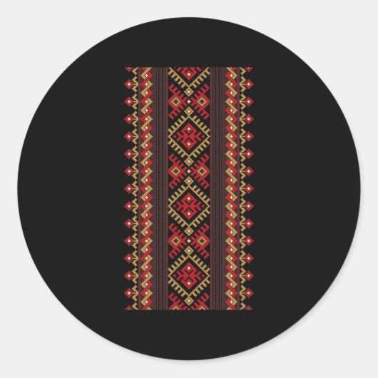 Embroidery Ukraine Vyshyvanka Print Ethnic Patroon Ronde Sticker (Voorkant)