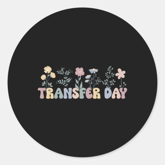 Embryo Transfer Dag IVF Overdrachtdag Bloemen Ronde Sticker (Voorkant)