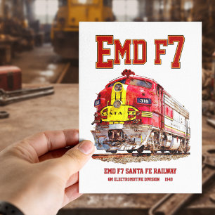 EMD F7 Santa Fe Warbonnet diesellocomotief. Briefkaart