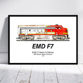 EMD F7 Santa Fe Warbonnet diesellocomotief. Poster