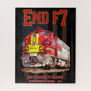 EMD F7 Santa Fe Warbonnet met Amerikaanse vlag. Legpuzzel