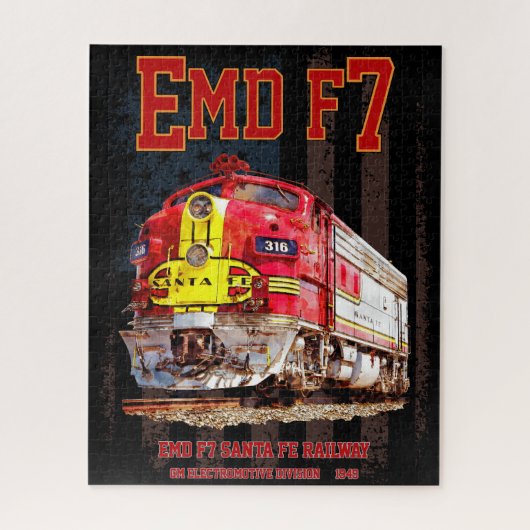 EMD F7 Santa Fe Warbonnet met Amerikaanse vlag. Legpuzzel (Verticaal)