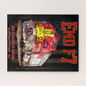 EMD F7 Santa Fe Warbonnet met Amerikaanse vlag. Legpuzzel (Horizontaal)