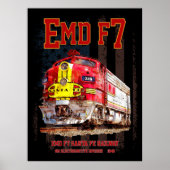 EMD F7 Santa Fe Warbonnet met Amerikaanse vlag. Poster (Voorkant)
