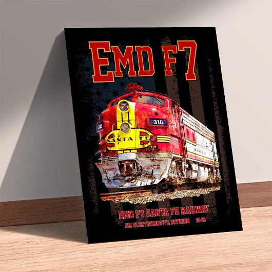 EMD F7 Santa Fe Warbonnet met Amerikaanse vlag. Poster