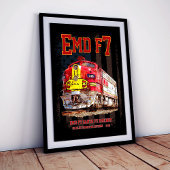 EMD F7 Santa Fe Warbonnet met Amerikaanse vlag. Poster