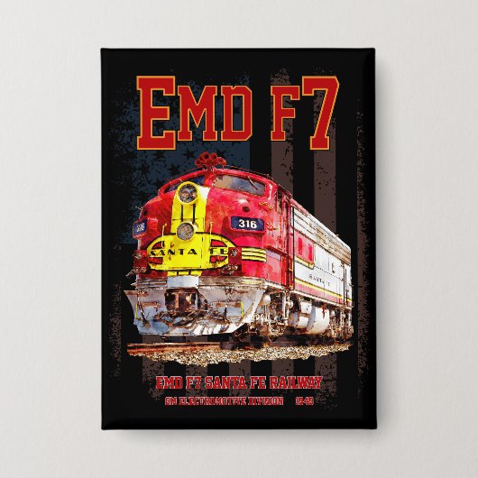 EMD F7 Santa Fe Warbonnet with American Flag. Button (Voorkant)