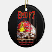 EMD F7 Santa Fe Warbonnet with American Flag. Keramisch Ornament (Links)