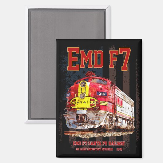 EMD F7 Santa Fe Warbonnet with American Flag. Magneet (Voorkant / Achterkant)