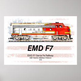 EMD F7 Santa Fe Warbonnet with American Flag. Poster