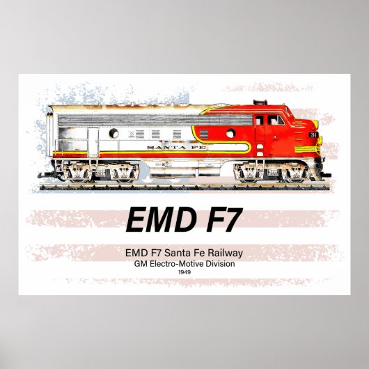 EMD F7 Santa Fe Warbonnet with American Flag. Poster (Voorkant)