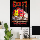 EMD F7 Santa Fe Warbonnet with American Flag. Poster (Thuiskantoor)