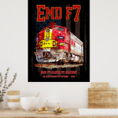 EMD F7 Santa Fe Warbonnet with American Flag. Poster (Keuken)
