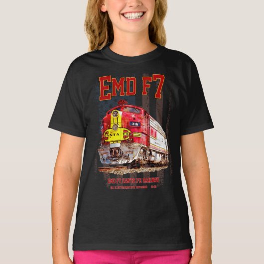 EMD F7 Santa Fe Warbonnet with American Flag. T-shirt (Voorkant)