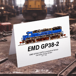 EMD GP38-2 Diesel Locomotive GATX blauw en wit Bedankkaart