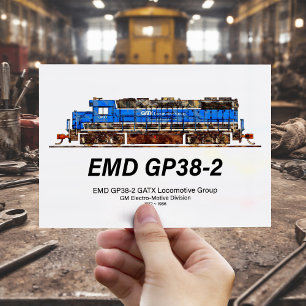 EMD GP38-2 Diesel Locomotive GATX blauw en wit Briefkaart