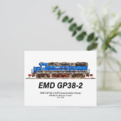 EMD GP38-2 Diesel Locomotive GATX blauw en wit Briefkaart (Staand voorkant)