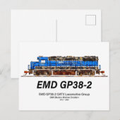 EMD GP38-2 Diesel Locomotive GATX blauw en wit Briefkaart (Voorkant / Achterkant)