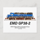 EMD GP38-2 Diesel Locomotive GATX blauw en wit Briefkaart (Voorkant)