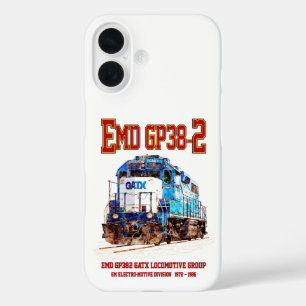 EMD GP38-2 Diesel Locomotive GATX blauw en wit iPhone 16 Hoesje