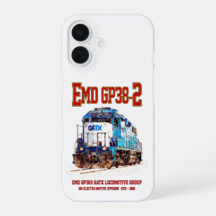 EMD GP38-2 Diesel Locomotive GATX blauw en wit iPhone 16 Hoesje