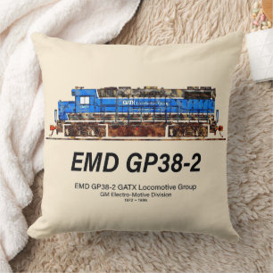 EMD GP38-2 Diesel Locomotive GATX blauw en wit Kussen