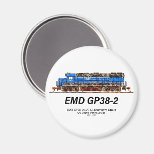 EMD GP38-2 Diesel Locomotive GATX blauw en wit Magneet