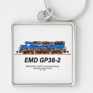 EMD GP38-2 Diesel Locomotive GATX blauw en wit Sleutelhanger