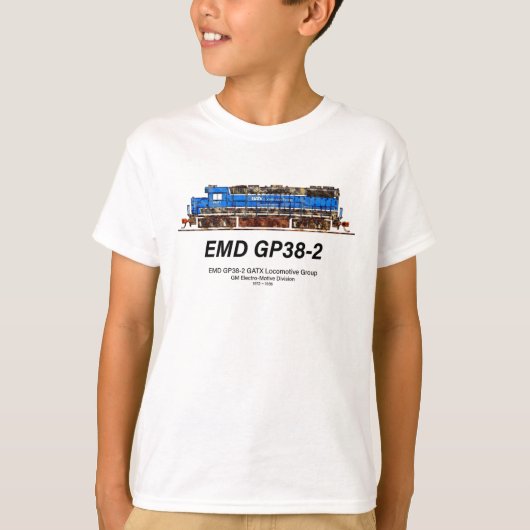 EMD GP38-2 Diesel Locomotive GATX blauw en wit T-shirt (Voorkant)