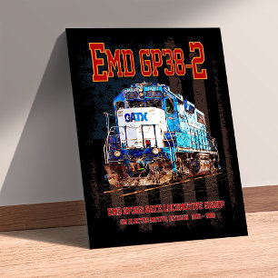 EMD GP38-2 Diesellocomotief en Amerikaanse vlag Foto Afdruk