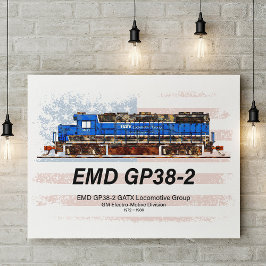 EMD GP38-2 diesellocomotief en Amerikaanse vlag Poster