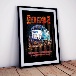 EMD GP38-2 diesellocomotief en Amerikaanse vlag Poster