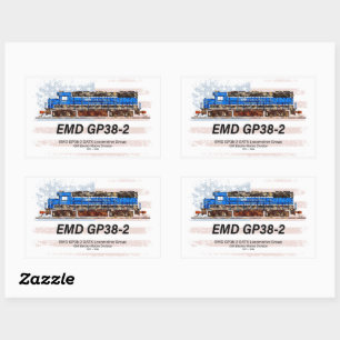 EMD GP38-2 Diesellocomotief en Amerikaanse vlag Rechthoekige Sticker