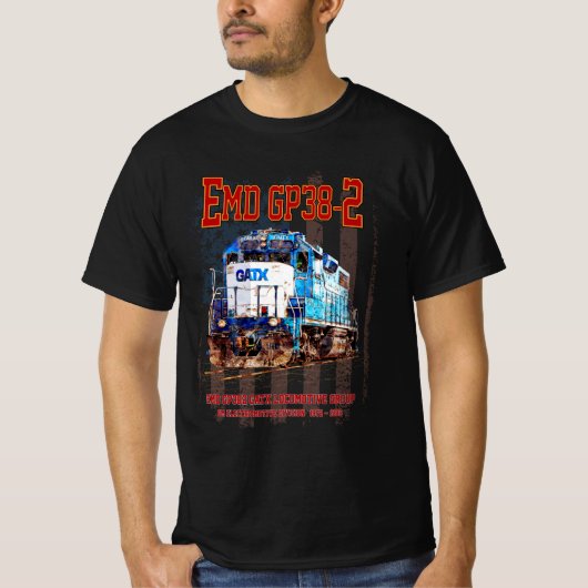 EMD GP38-2 Diesellocomotief en Amerikaanse vlag T-shirt (Voorkant)